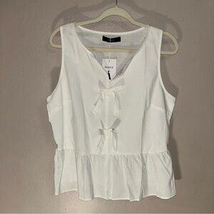 Jessica White Sleeveless Tank Top with Bow Accents